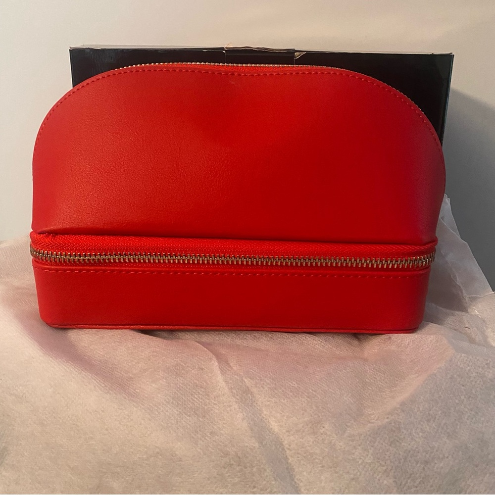 Brouk & Co Duo Travel Organizer Red Jewelry Cosmetics Zipper Case New NIB